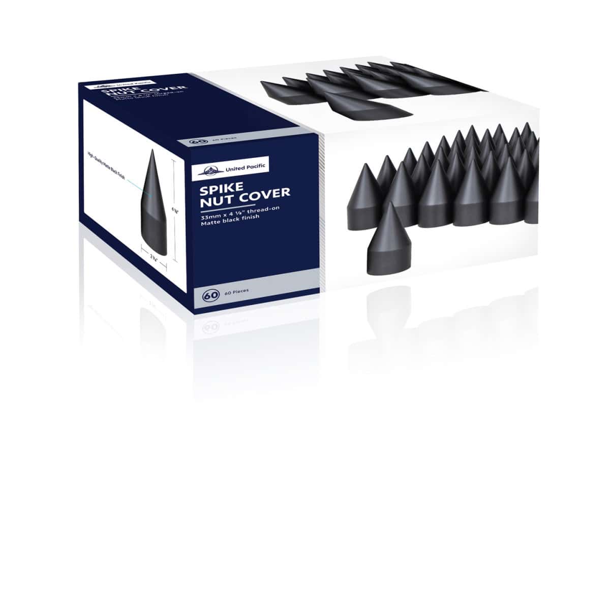 33Mm X 4-1/8&Quot; Matte Black Spike Nut Cover - Thread-On 3 33mm x 4-1/8" Matte Black Spike Nut Cover - Thread-On