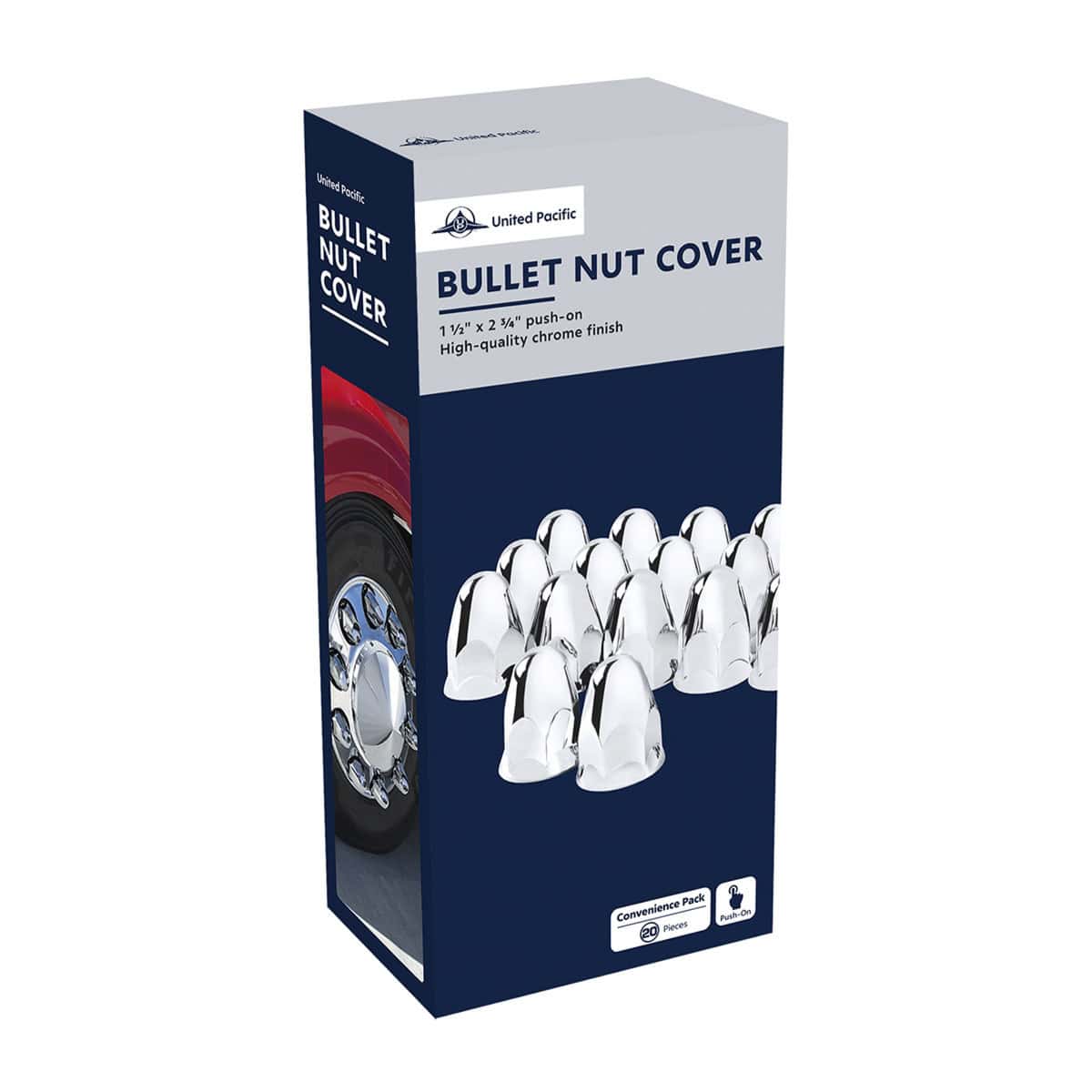 1-1/2" X 2-3/4" Chrome Plastic Slotted Bullet Nut Covers With Flange - Push-On