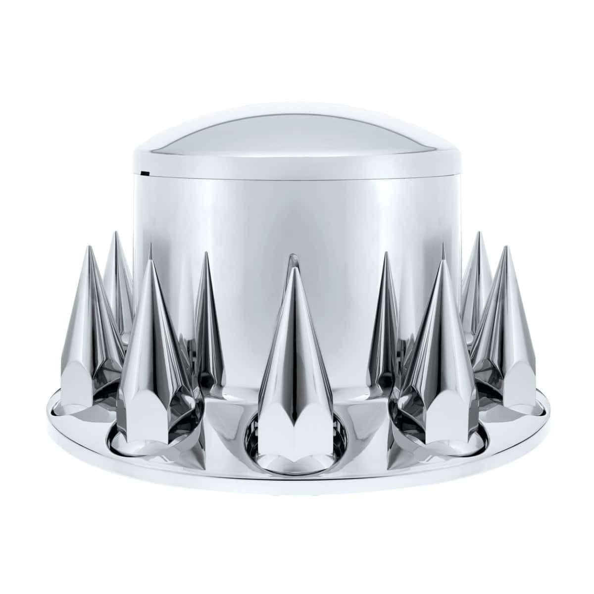 Dome Rear Axle Cover With 33mm x 4-3/4" Super Spike Push-On Nut Covers - Chrome