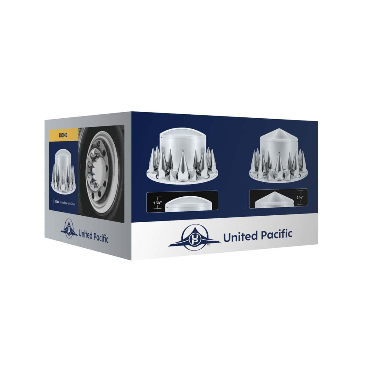 Pointed Rear Axle Cover With 33Mm X 4-3/4&Quot; Super Spike Push-On Nut Covers - Chrome 6 Pointed Rear Axle Cover With 33mm x 4-3/4" Super Spike Push-On Nut Covers - Chrome