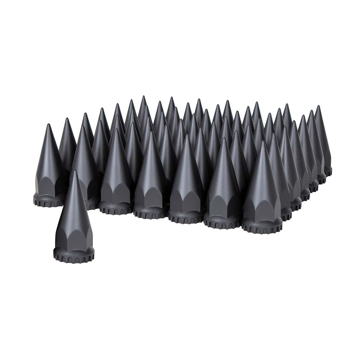 33Mm X 4-3/4&Quot; Matte Black Spike Nut Covers With Flange 3 33mm X 4-3/4" Matte Black Spike Thread-On Nut Covers With Flange