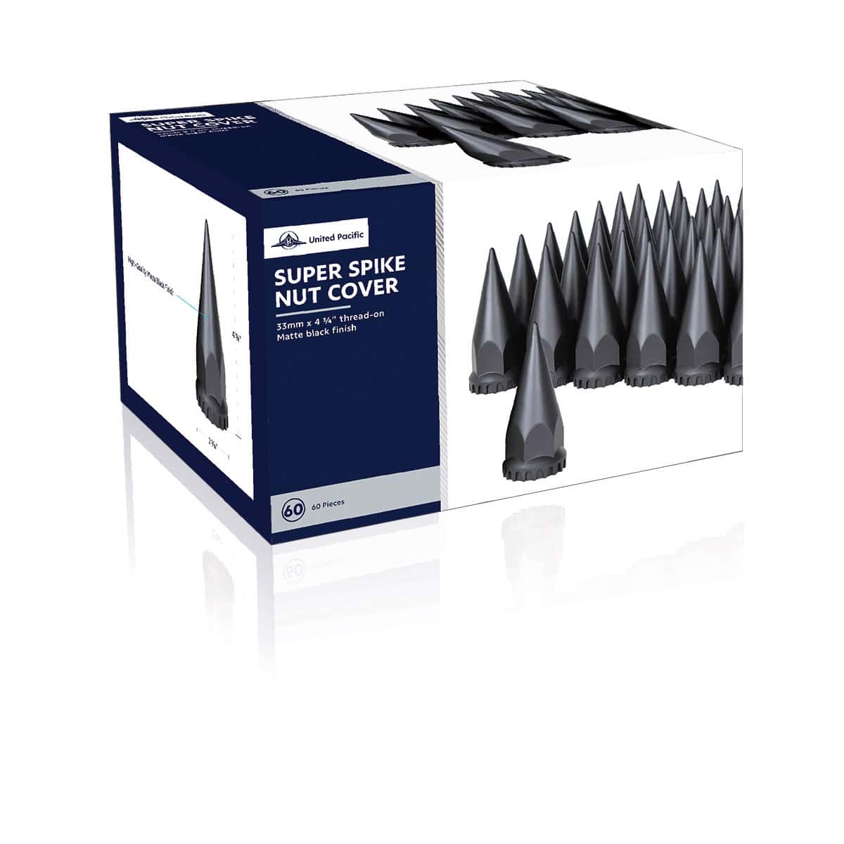 33mm X 4-3/4" Matte Black Spike Thread-On Nut Covers With Flange