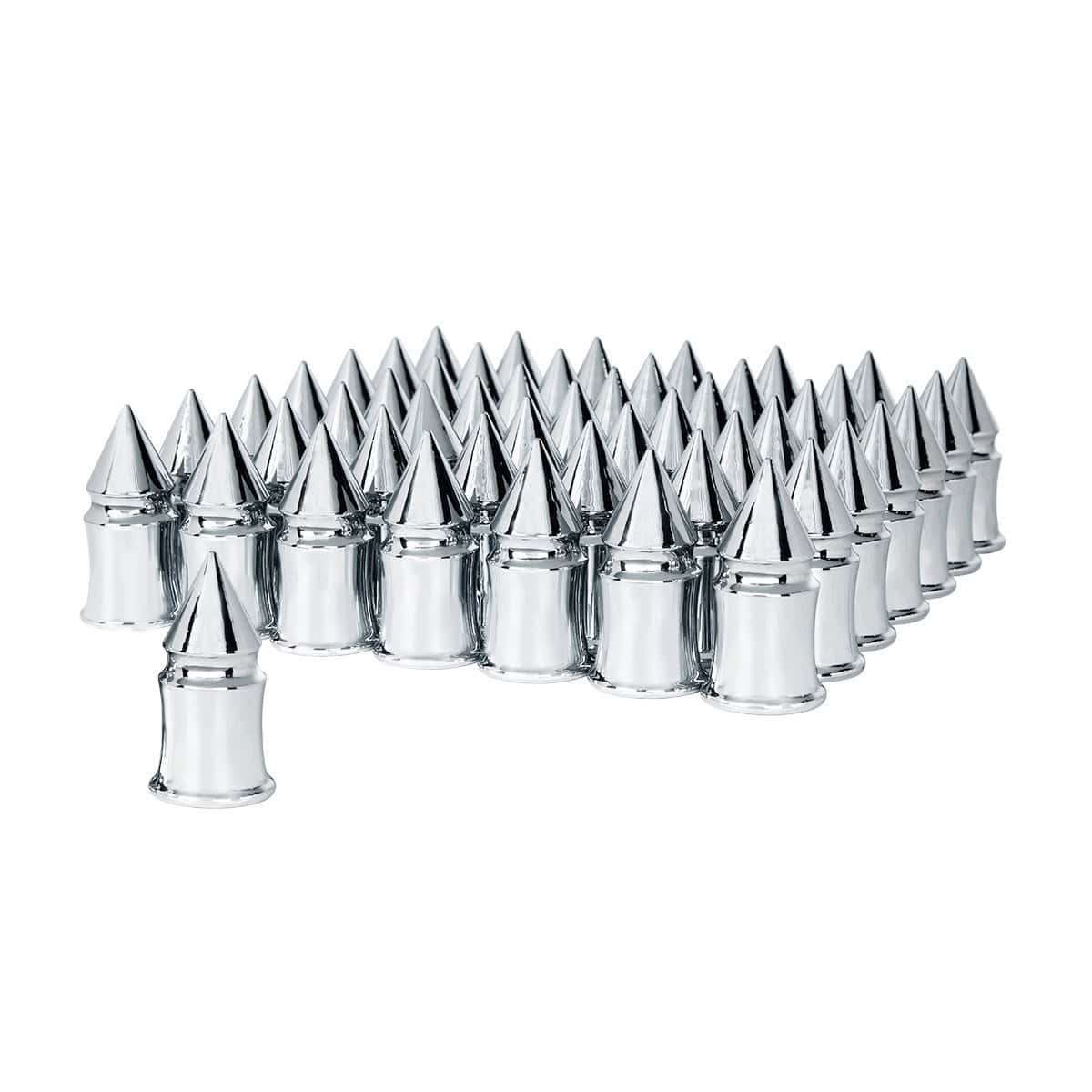 33Mm X 4-3/8&Quot; Chrome Plastic V-Spike Push-On Nut Covers 3 33mm X 4-3/8" Chrome Plastic V-Spike Nut Covers - Push-On