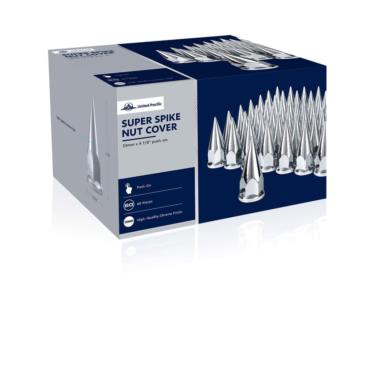 33mm X 4-7/8" Chrome Plastic Super Spike Nut Covers - Push-On