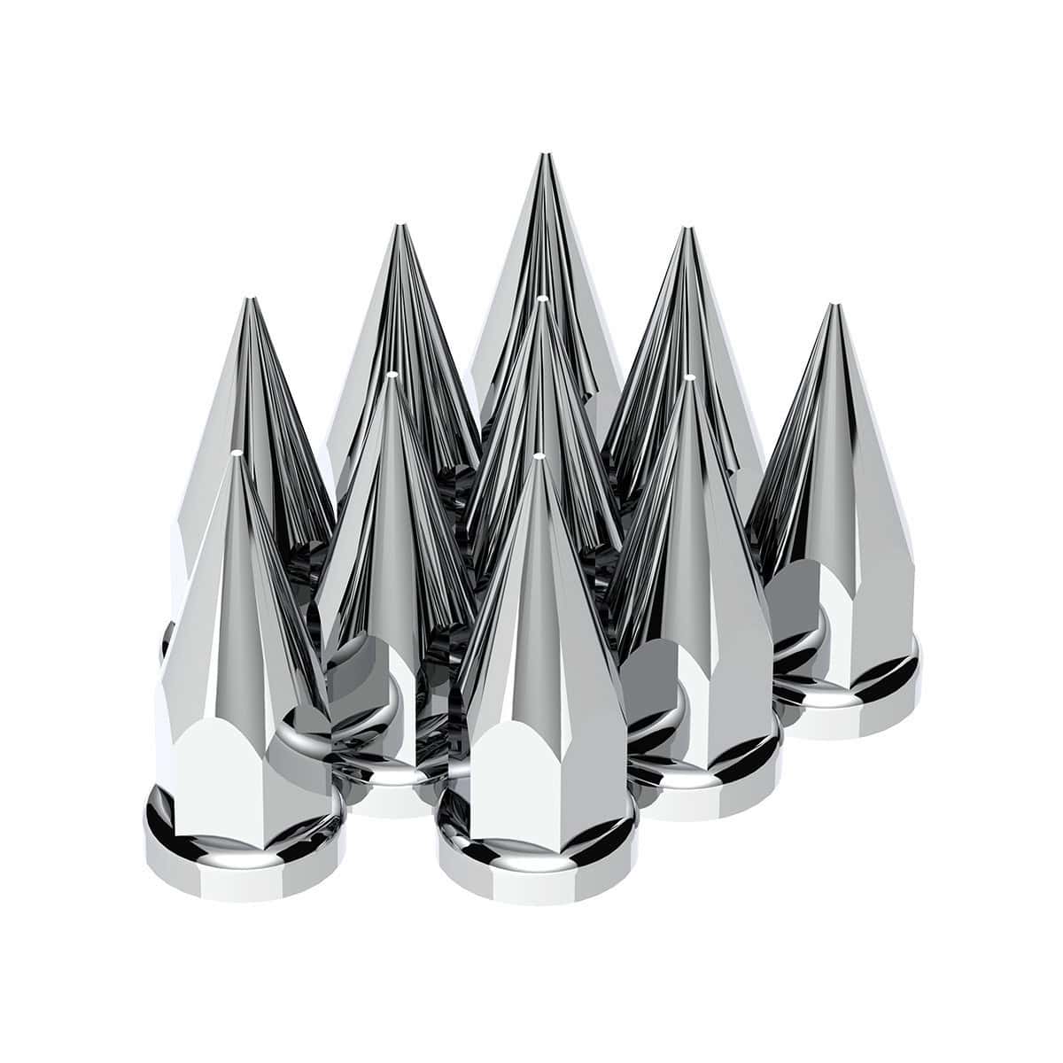 33Mm X 4-7/8&Quot; Chrome Plastic Super Spike Nut Covers - Push-On 6 33mm X 4-7/8" Chrome Plastic Super Spike Nut Covers - Push-On