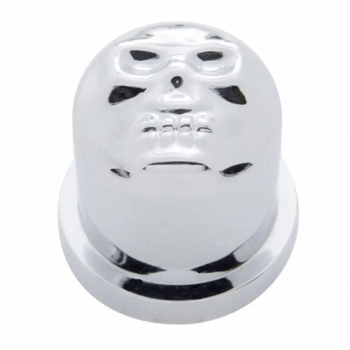 9/16" X 1-1/4" Chrome Plastic Skull Nut Cover, Push-On Style (Bulk)