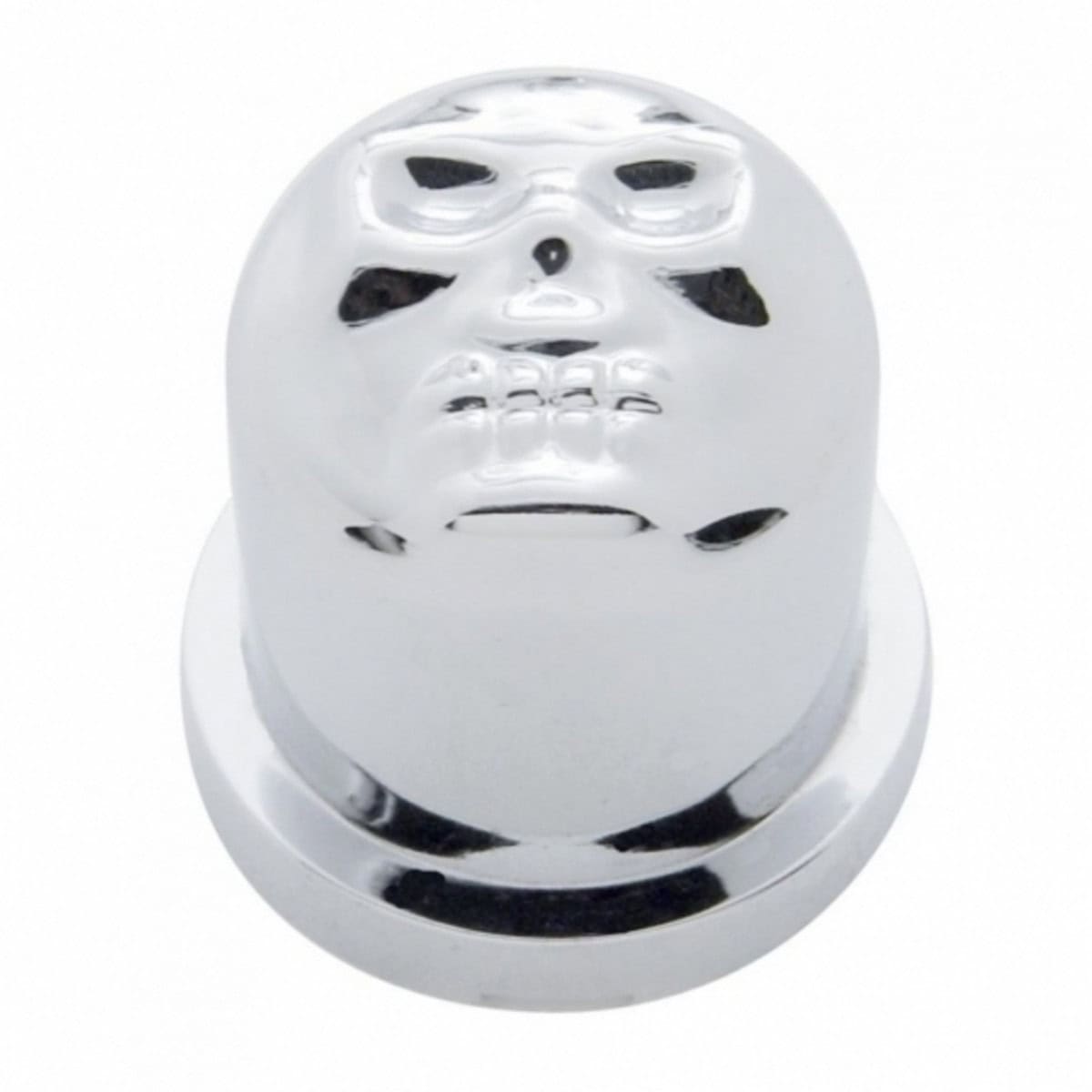 1-1/8" X 1-7/8" Chrome Plastic Skull Nut Cover, Push-On Style (Bulk)