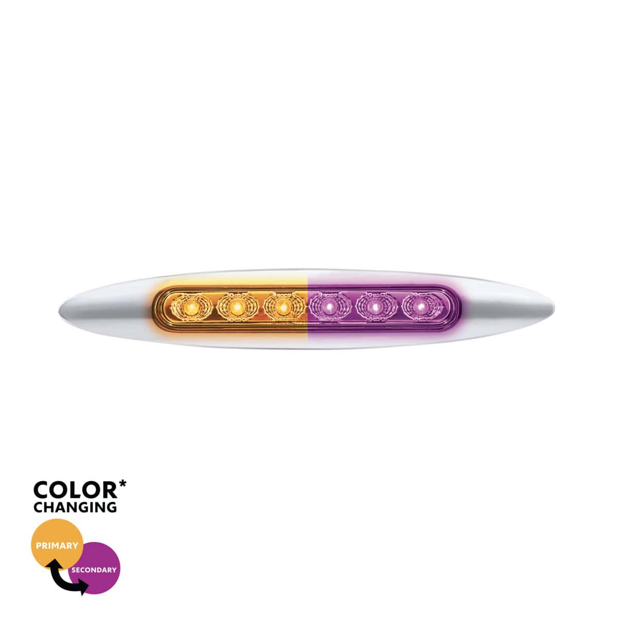 Double Fury 6 LED Dual Function 6" Marker Light With Chrome Bezel-Amber & Purple/Clear Lens