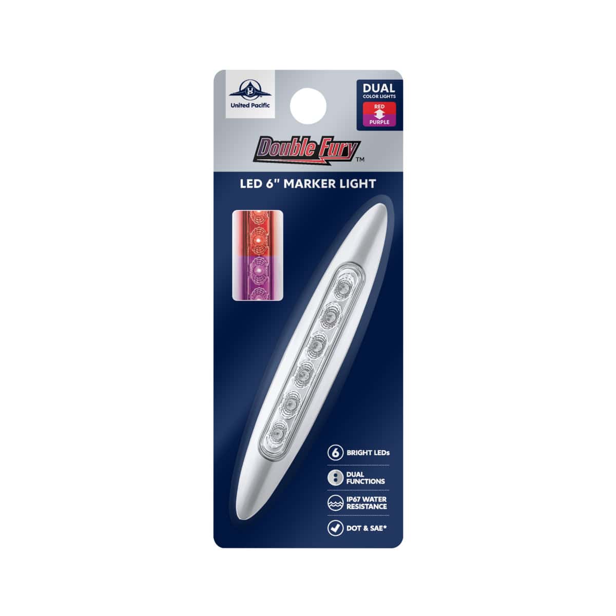 Double Fury 6 Led Dual Function 6&Quot; Marker Light With Chrome Bezel-Red &Amp; Purple/Clear Lens 8 Double Fury 6 LED Dual Function 6" Marker Light With Chrome Bezel-Red & Purple/Clear Lens