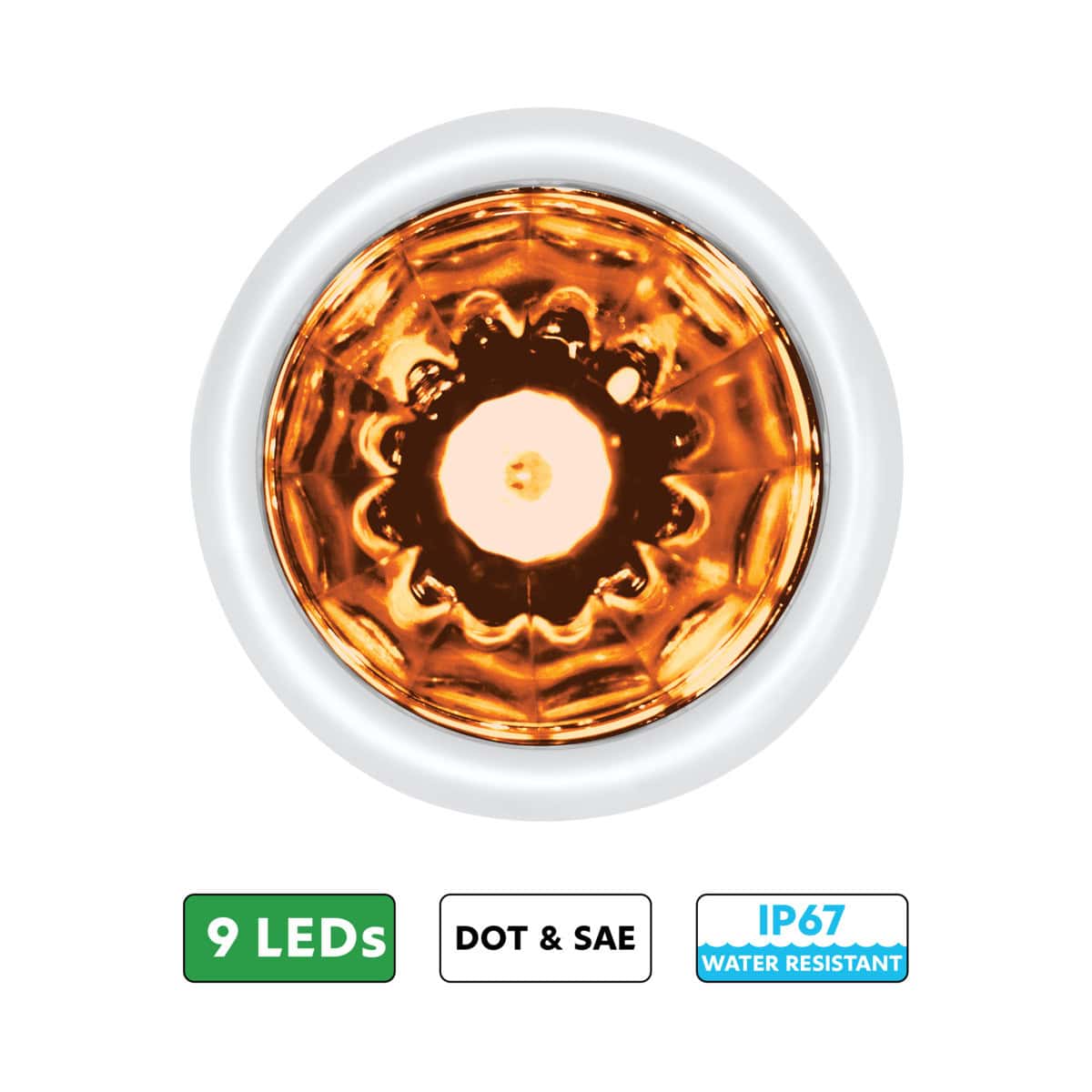 Ultraburst 9 Led Dual Function Watermelon Light – Amber Led/Clear Lens 3 UltraBurst 9 LED Dual Function Watermelon Light – Amber LED/Clear Lens
