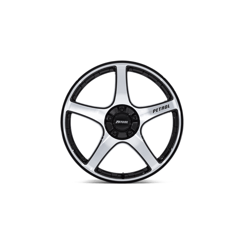 Petrol P2E Wheel — 19X8 5X108/5X114.3 +40Mm Gloss Black With Machined Face 4 P2E 19X8 5X4.25/4.5 72 +40 G-BLK MCH-FC