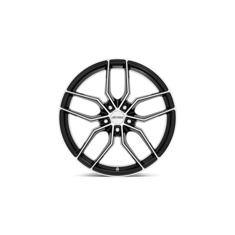 Petrol P5C Wheel — 17X8 5X108 +40Mm Gloss Black With Machined Cut Face 4 P5C 17X8 5X4.25 72.1 +40 G-BLK-MACH