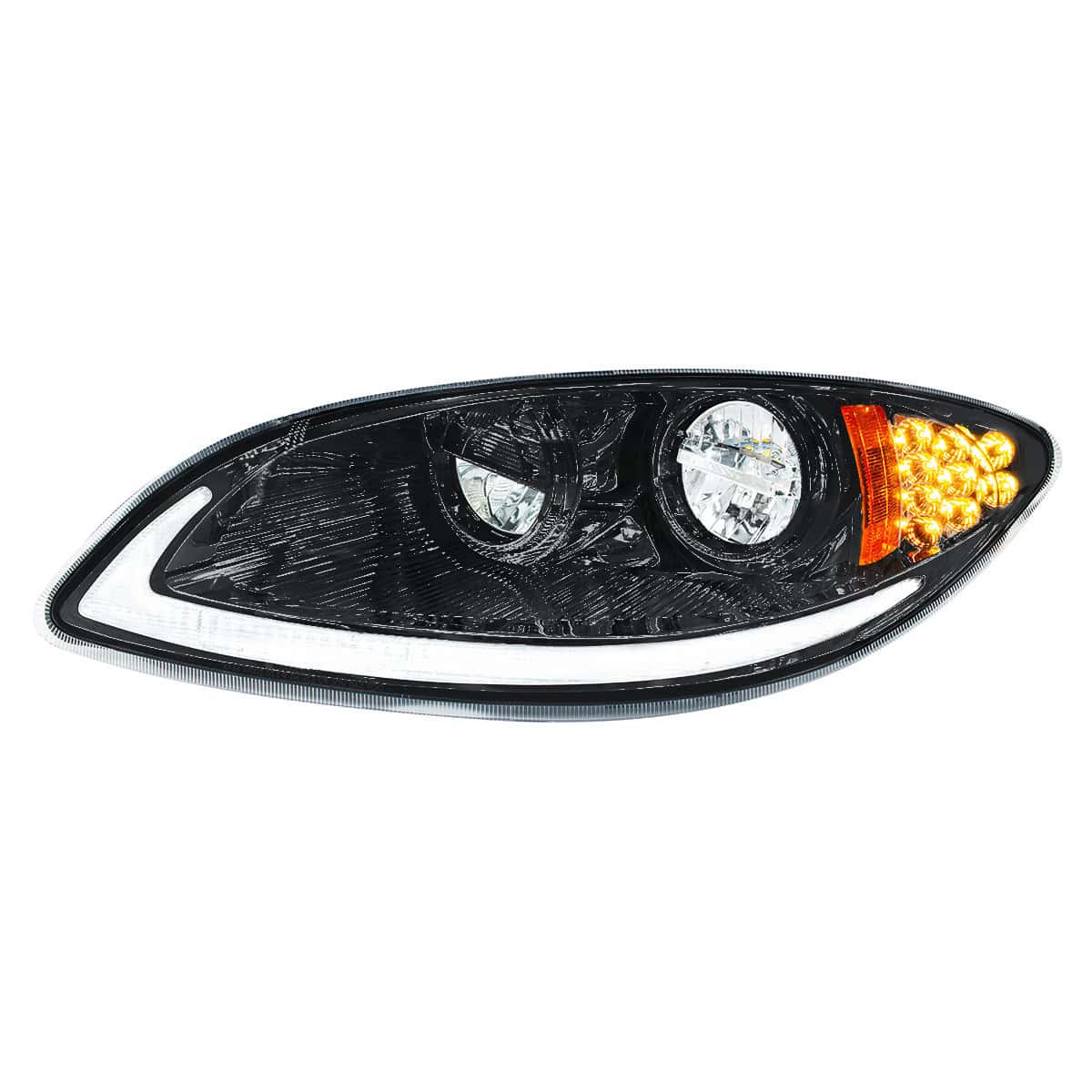 United Pacific Blackout LED Headlight With LED Light Bar & Turn Signal For 2006-2017 International Prostar-Driver