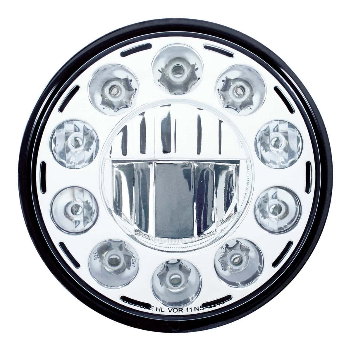 United Pacific ULTRALIT - 11 High Power LED 7" Crystal Headlight - Chrome