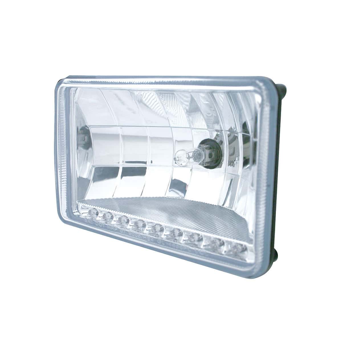 United Pacific 4" X 6" Crystal Headlight With 9 White LED Position Light - High Beam - supplier image 2