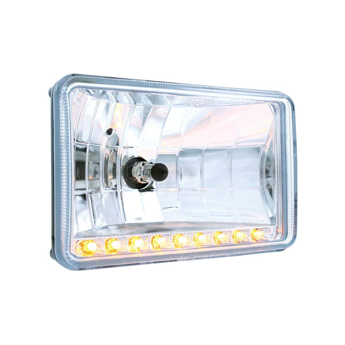 United Pacific 4" X 6" Crystal Headlight With 9 Amber LED Position Light - High Beam - supplier image 2