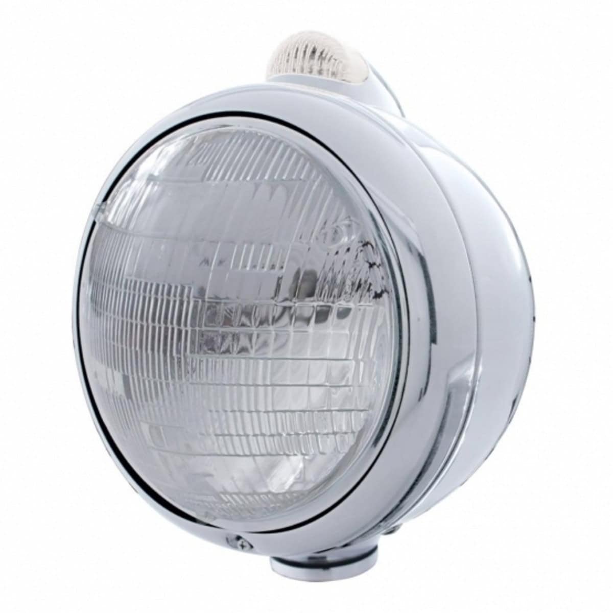 United Pacific Stainless Steel Guide 682-C Style Headlight 6014 & LED Turn Signal - Clear Lens