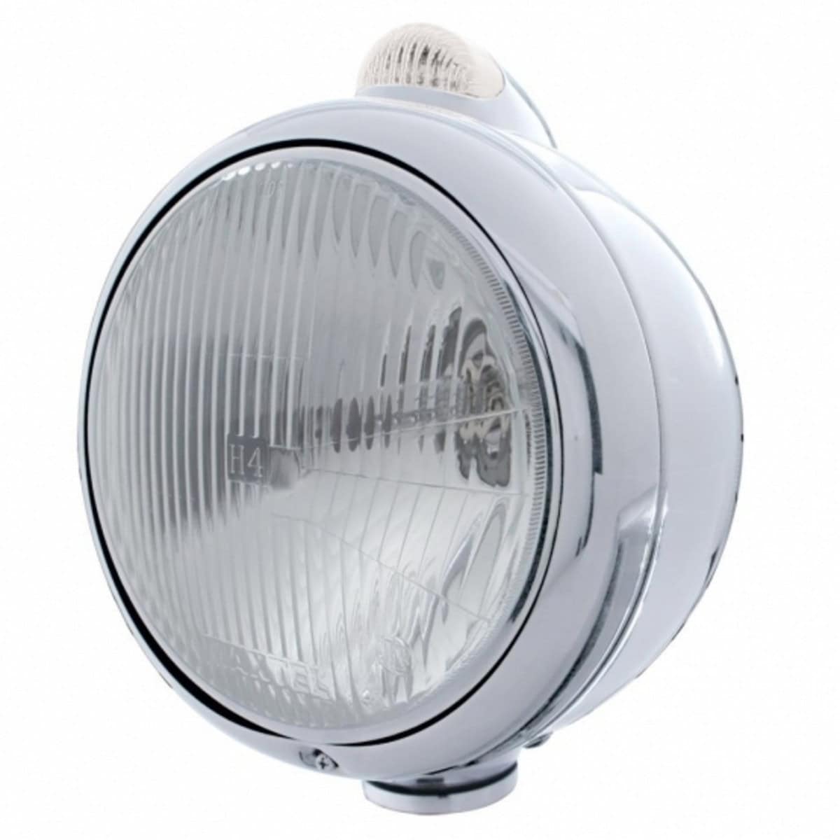 United Pacific Stainless Steel Guide 682-C Style Headlight H4 & LED Turn Signal - Clear Lens