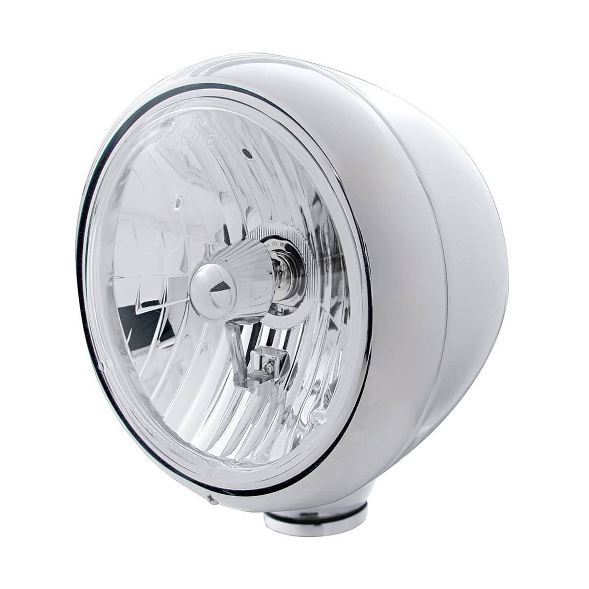 United Pacific Stainless Steel Guide 682-C Style Headlight Crystal H4 Bulb
