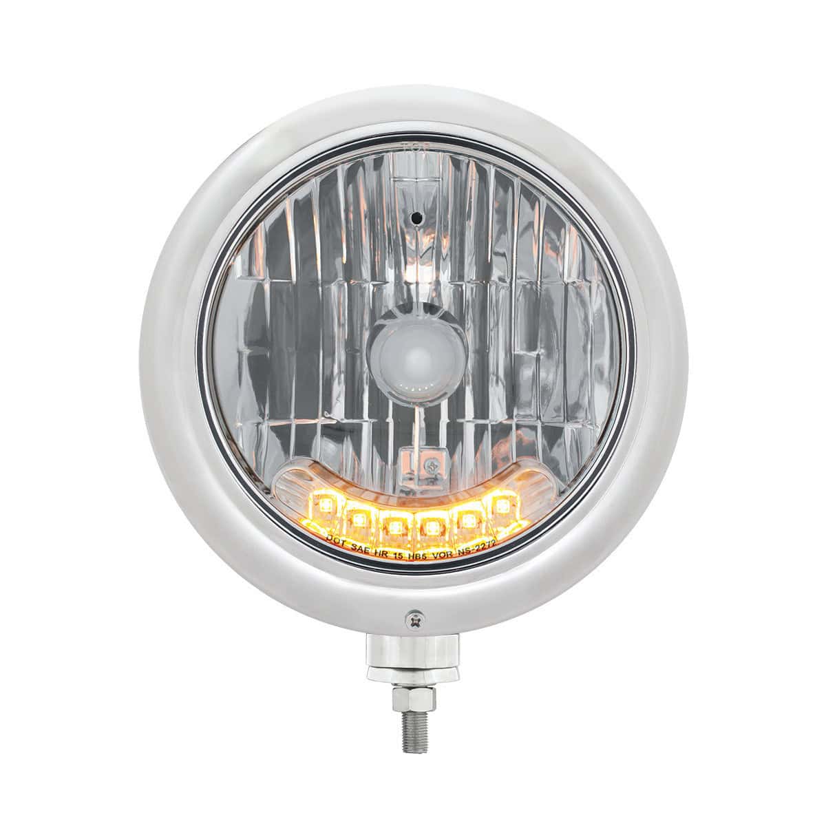 United Pacific Chrome Classic Headlight H4 Bulb With 6 Amber LED