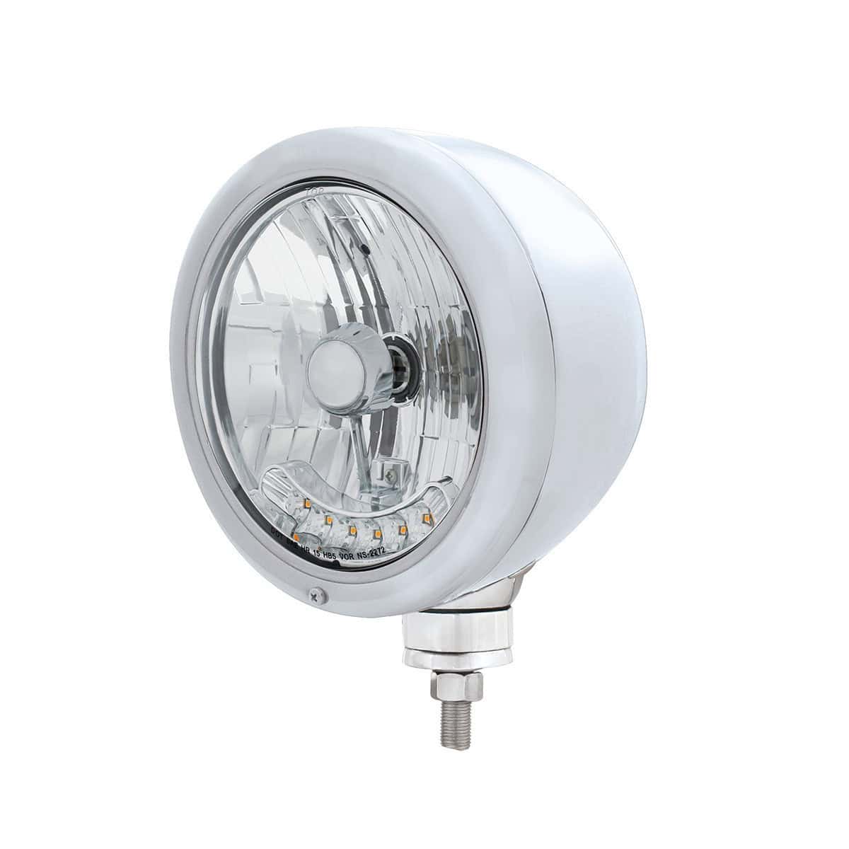 United Pacific Chrome Classic Headlight H4 Bulb With 6 Amber LED - supplier image 2
