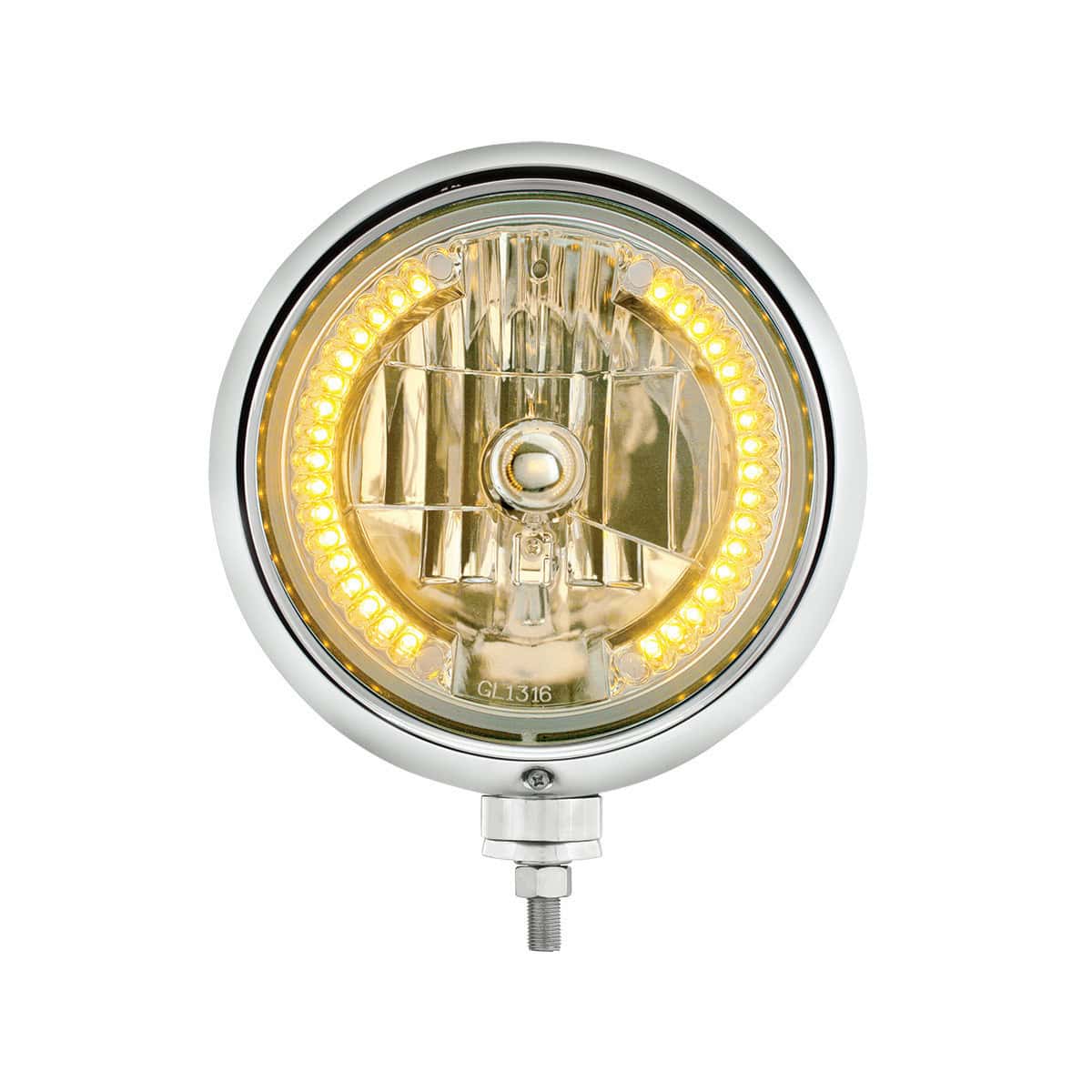 United Pacific Black Guide 682-C Style Headlight H4 Bulb With 34 Amber LED - supplier image 2