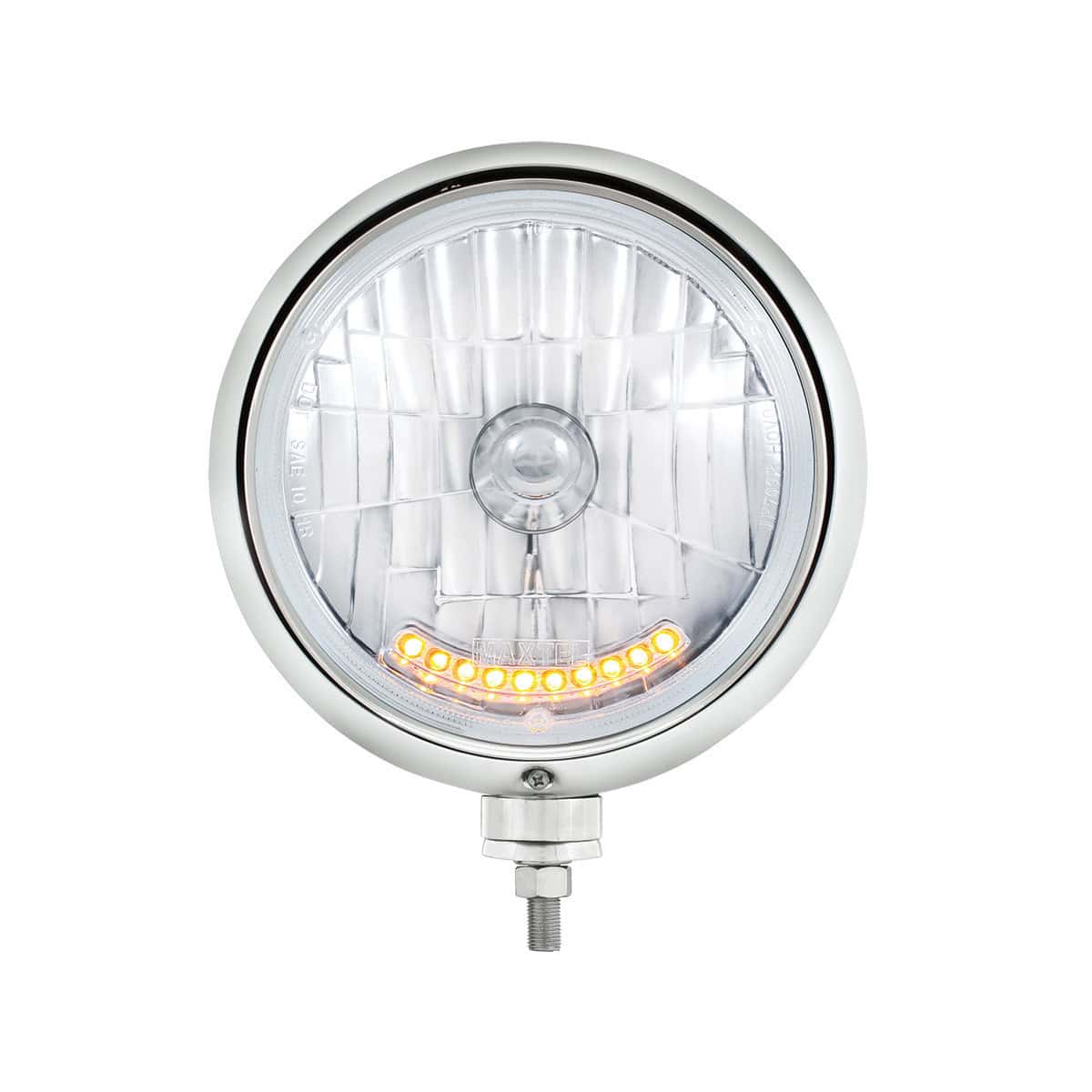 United Pacific Black Guide 682-C Style Headlight H4 Bulb With 10 Amber LED - supplier image 2