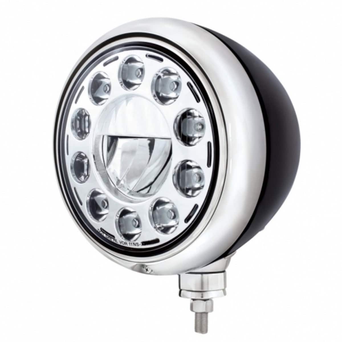 United Pacific Black Guide Headlight 11 LED Bulb - Chrome