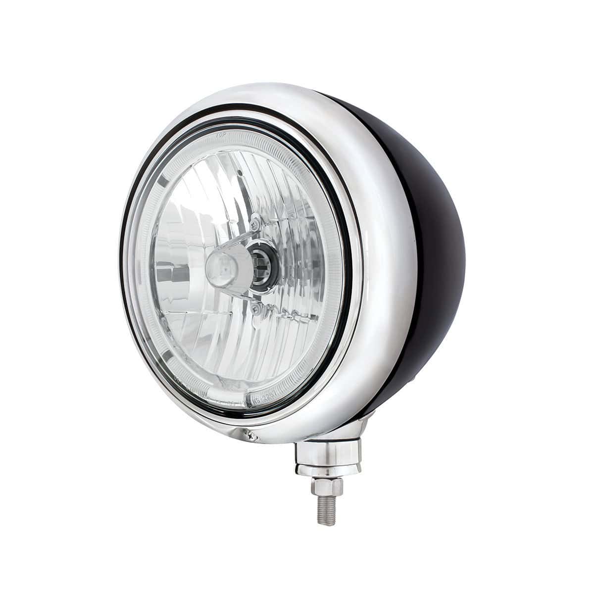United Pacific Black Guide Headlight 9007 Bulb With Amber LED Halo Rim - supplier image 2