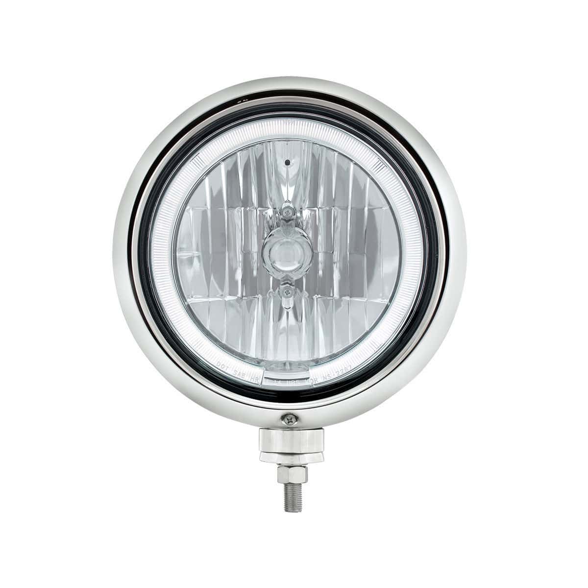 United Pacific Black Guide Headlight 9007 Bulb With White LED Halo Rim - supplier image 2