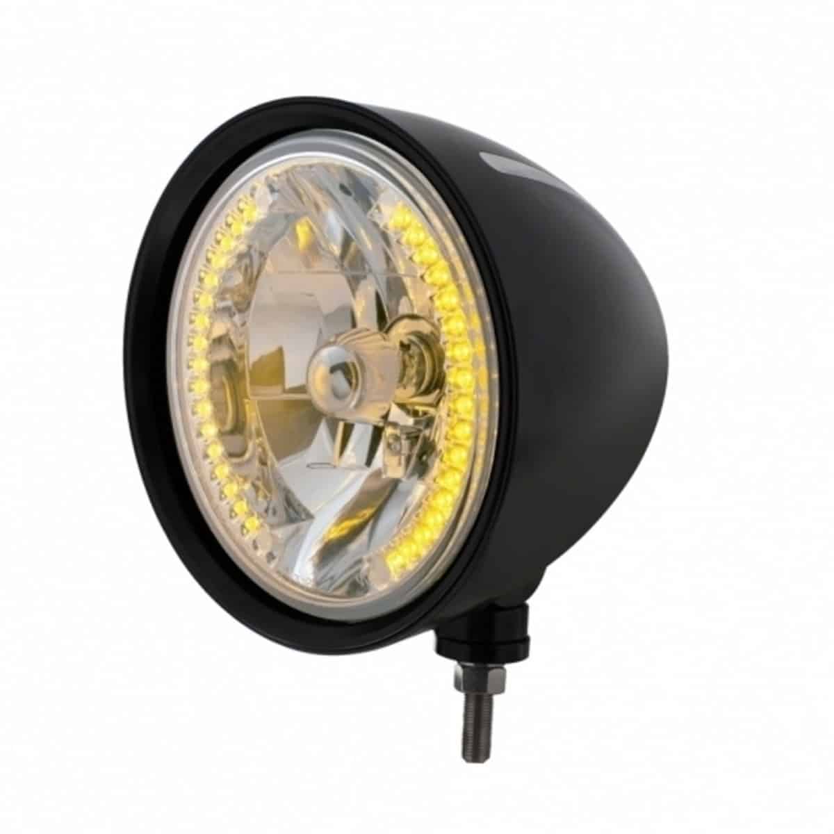 United Pacific Black "Billet" Style Groove Headlight H4 Bulb With 34 Amber LED
