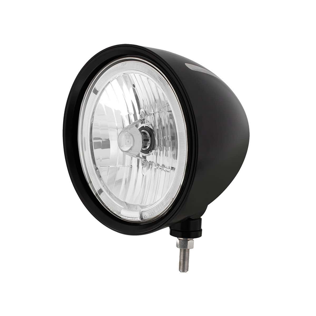 United Pacific Black "Billet" Style Groove Headlight 9007 Bulb With Amber LED Halo Rim - supplier image 2