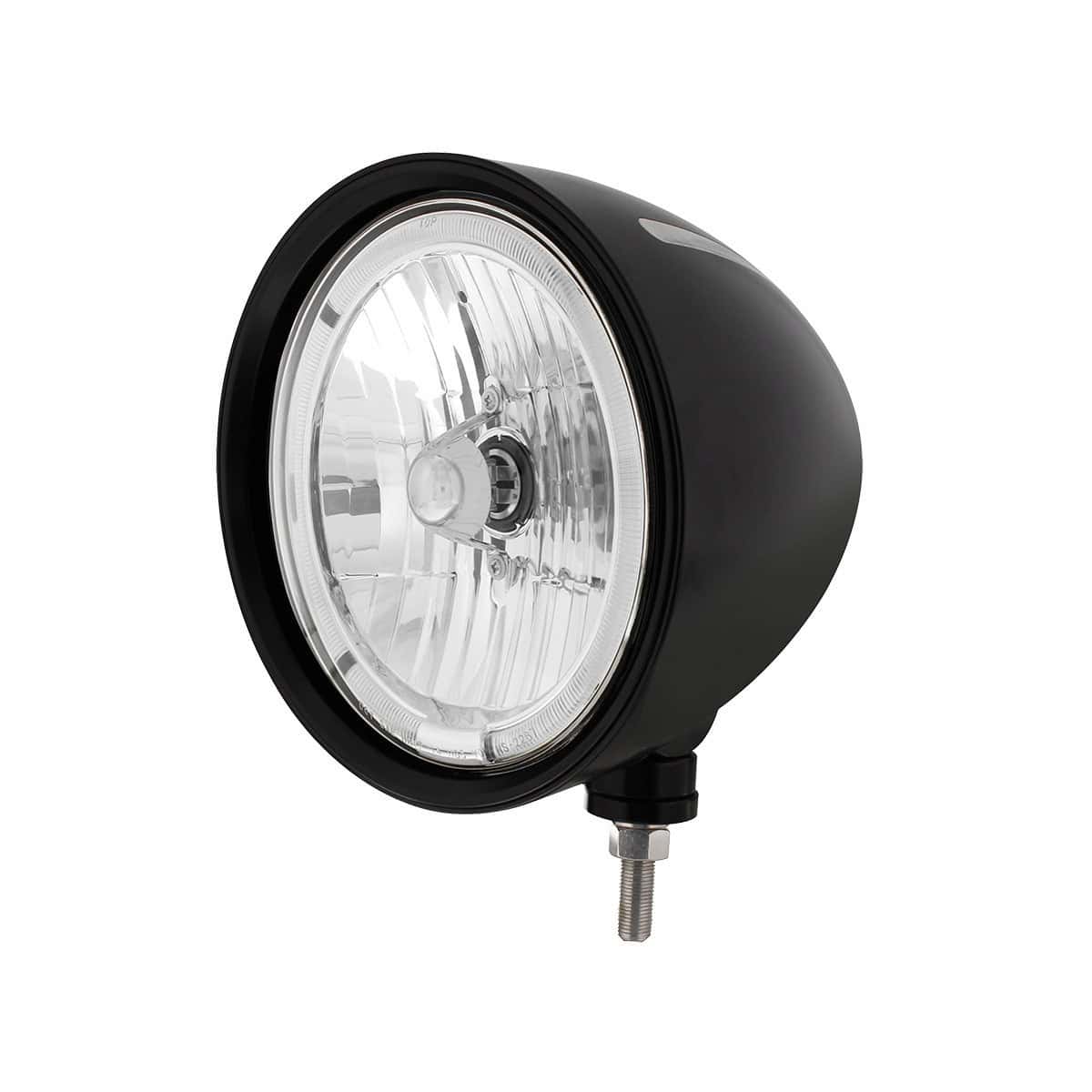 United Pacific Black "Billet" Style Groove Headlight 9007 Bulb With White LED Halo Rim