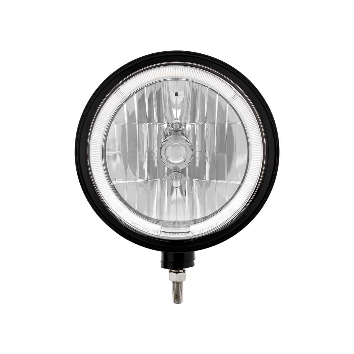 United Pacific Black "Billet" Style Groove Headlight 9007 Bulb With White LED Halo Rim - supplier image 2
