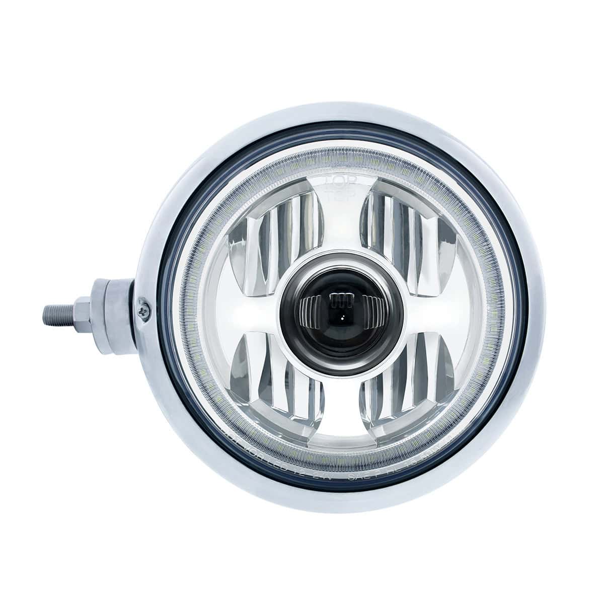 United Pacific Chrome Guide 682-C Style Headlight Assembly W/LED Headlight & Dual Color Position Light - L/H (Horizontal Mount) - supplier image 2