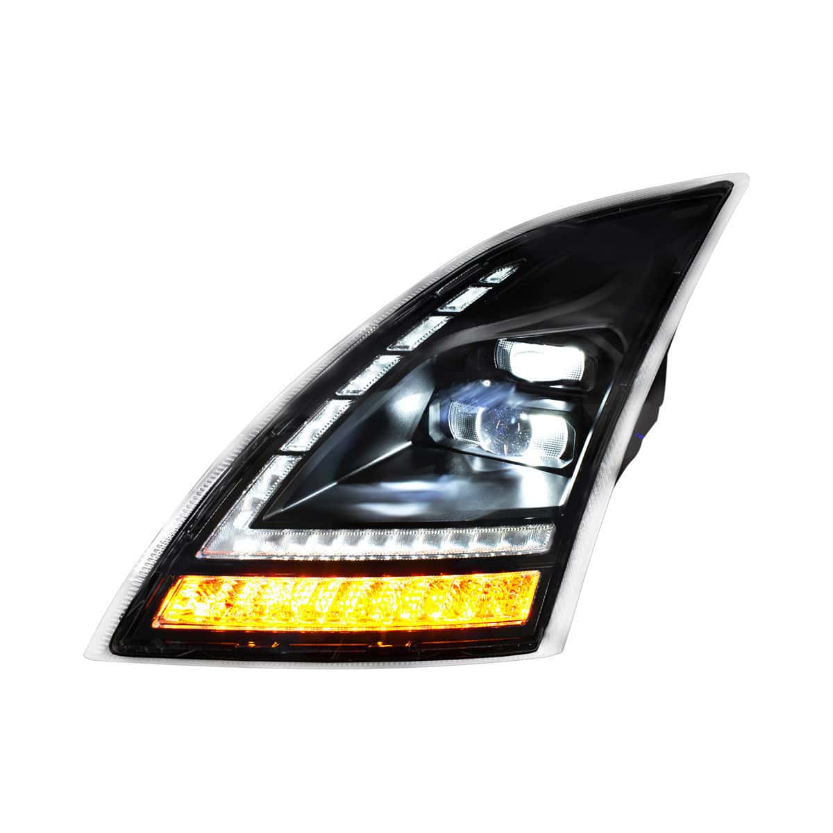 United Pacific Blackout Full LED Headlight With LED Turn Signal and DRL For 2018-2024 Volvo VNL-Driver