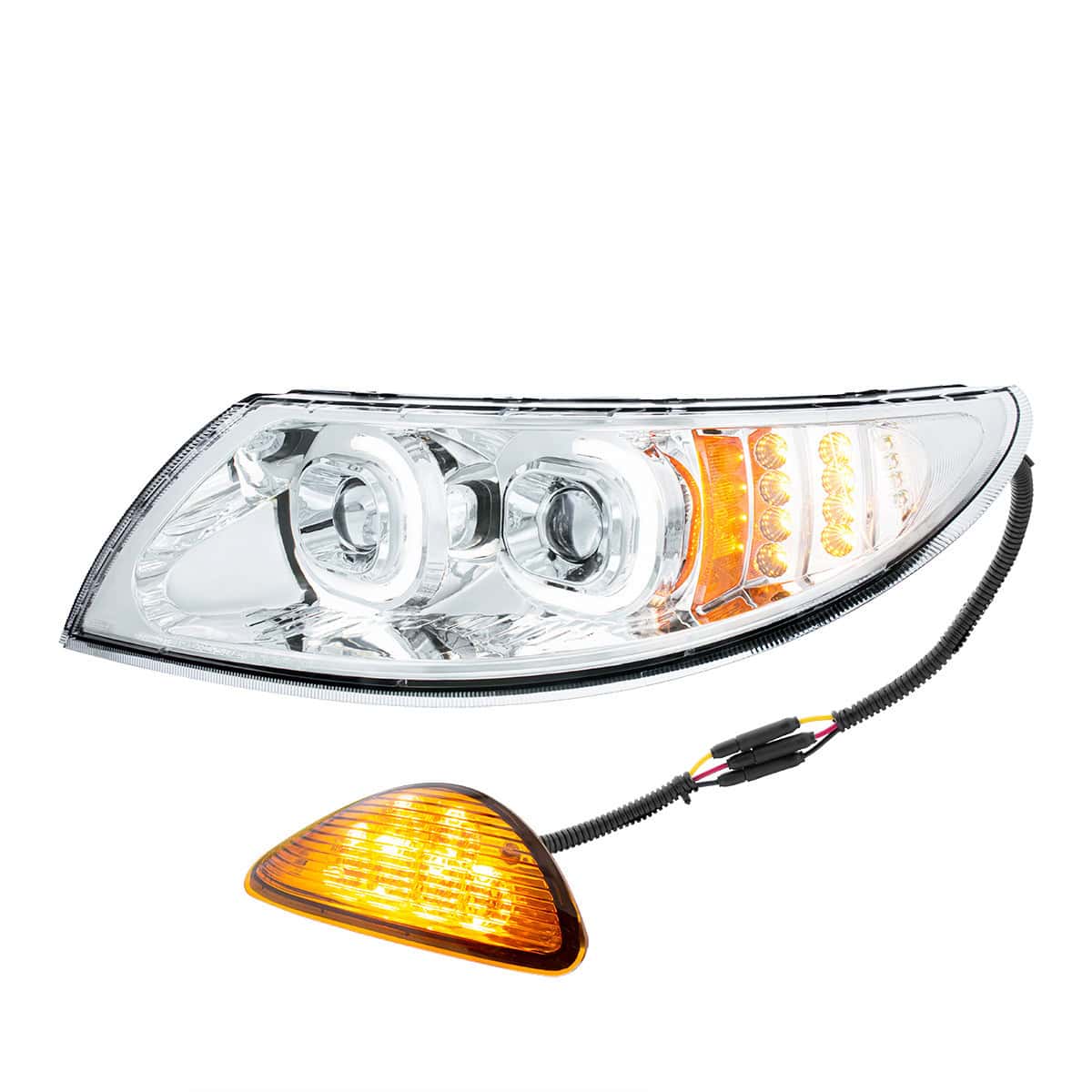 United Pacific Chrome LED Projector Headlight With Rear Facing Turn Signal For International Durastar 2002-2018 - Driver
