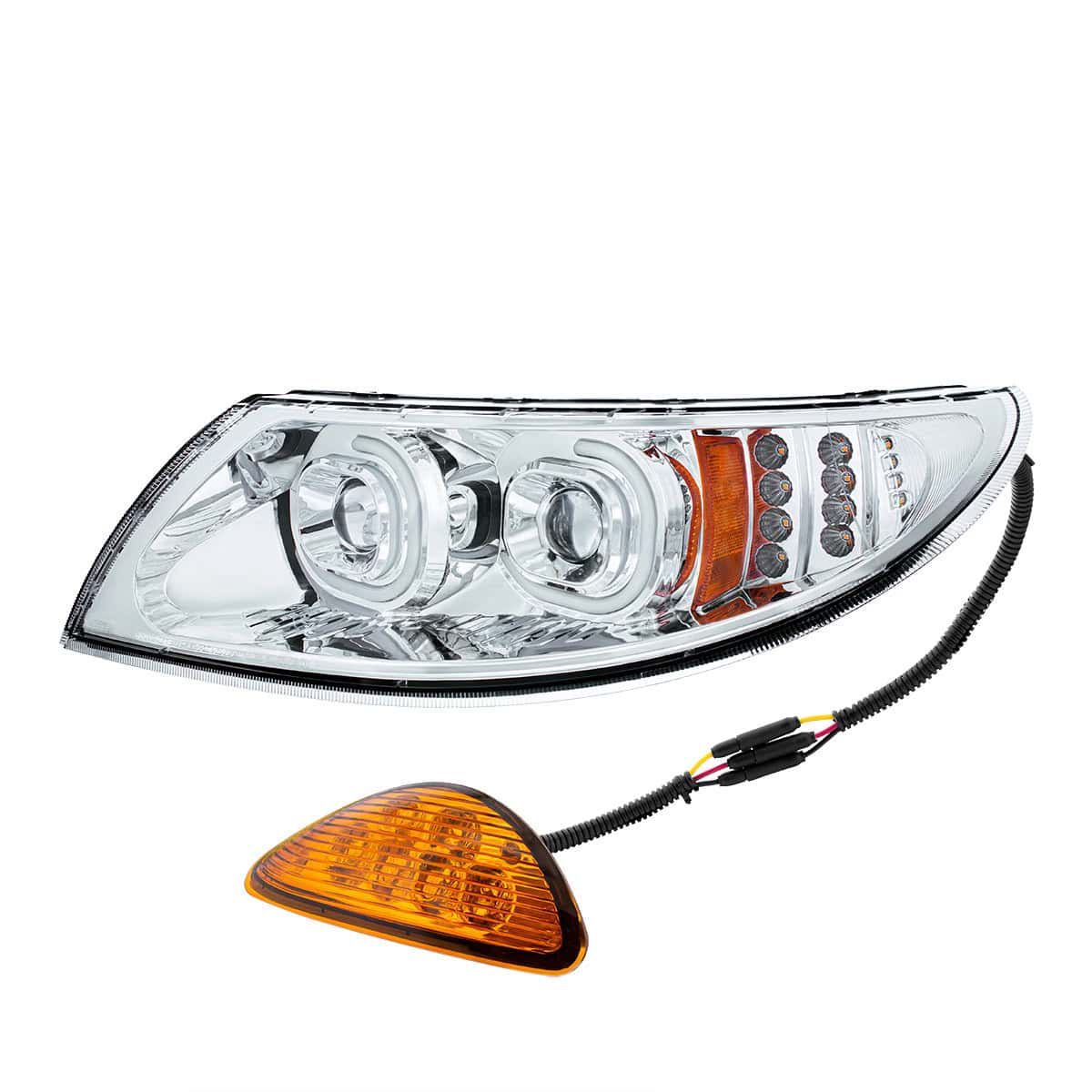 United Pacific Chrome LED Projector Headlight With Rear Facing Turn Signal For International Durastar 2002-2018 - Driver - supplier image 2