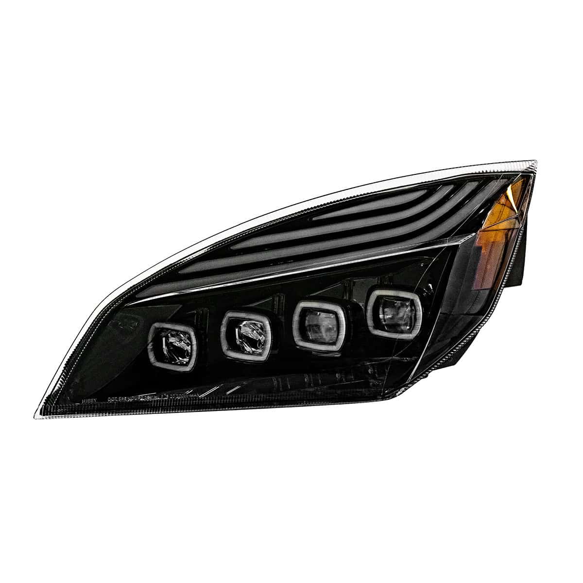 United Pacific Black Quad-LED Headlight With LED DRL & Seq. Signal For 2018-2024 Freightliner Cascadia - Driver - supplier image 2