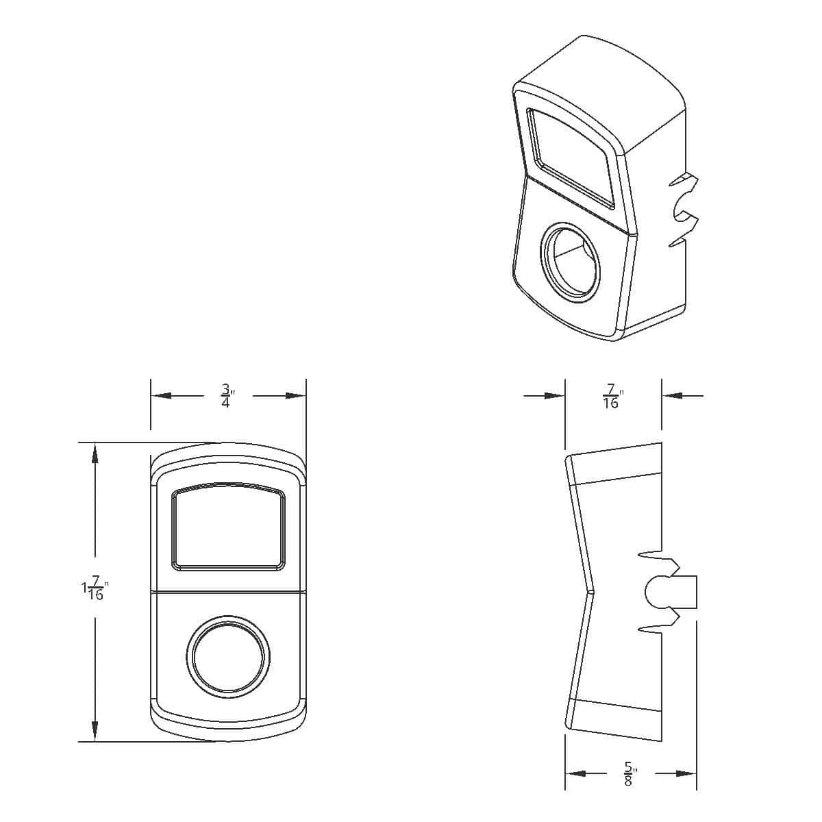 United Pacific 45137B Load Light rocker switch cover dimension diagram