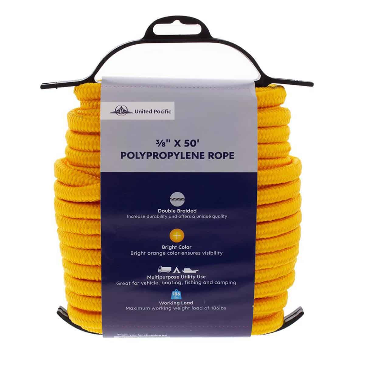 3/8&Quot; X 50' 16-Strand Double Braided Polypropylene Rope 3 3/8" x 50' 16-Strand Double Braided Polypropylene Rope