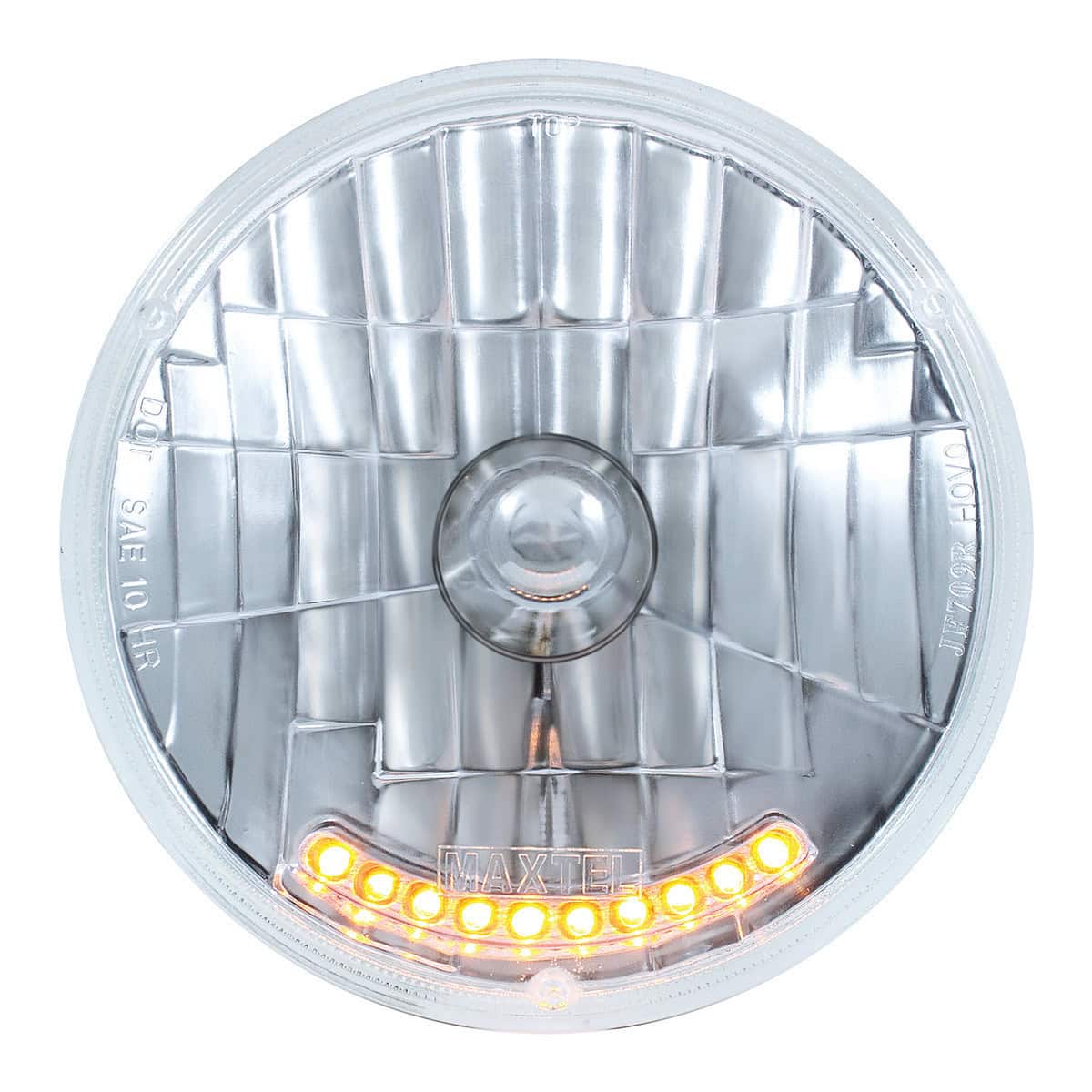 United Pacific 7" Crystal Headlight With 10 Amber LED Position Lights