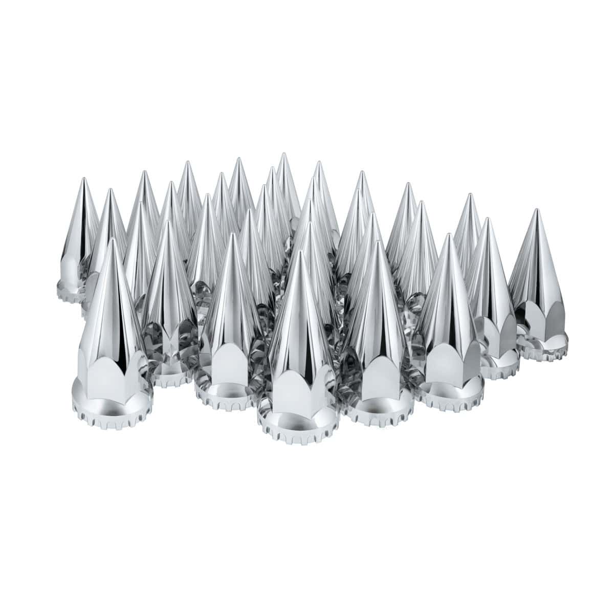 33mm X 4-3/4" Chrome Super Spike Nut Covers - Push-On (60-Pack)