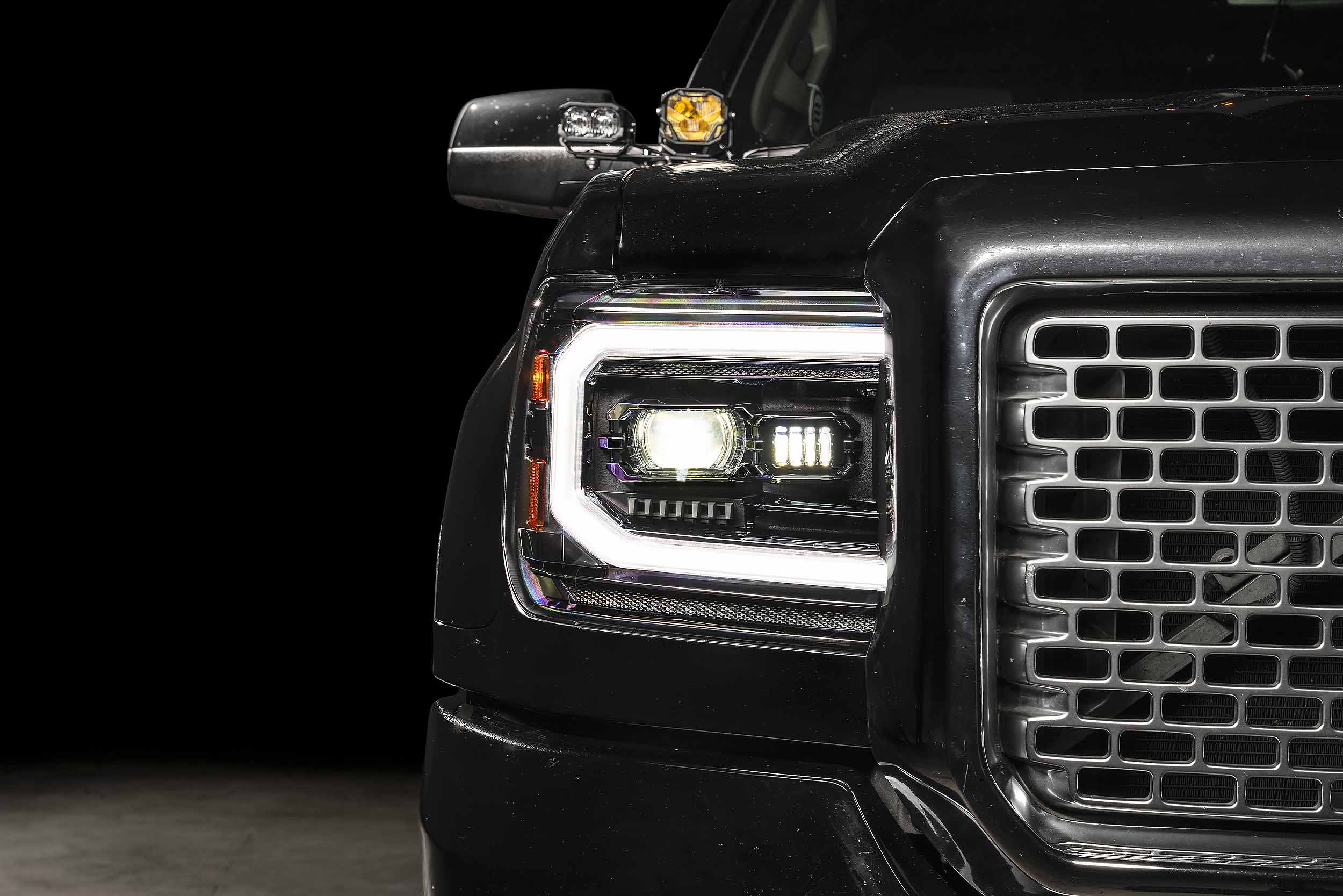 Alternative view of GMC Sierra Morimoto XB Evo Hybrid LED Headlights – 2014–2018 1500 / 2015–2019 HD (Pair)