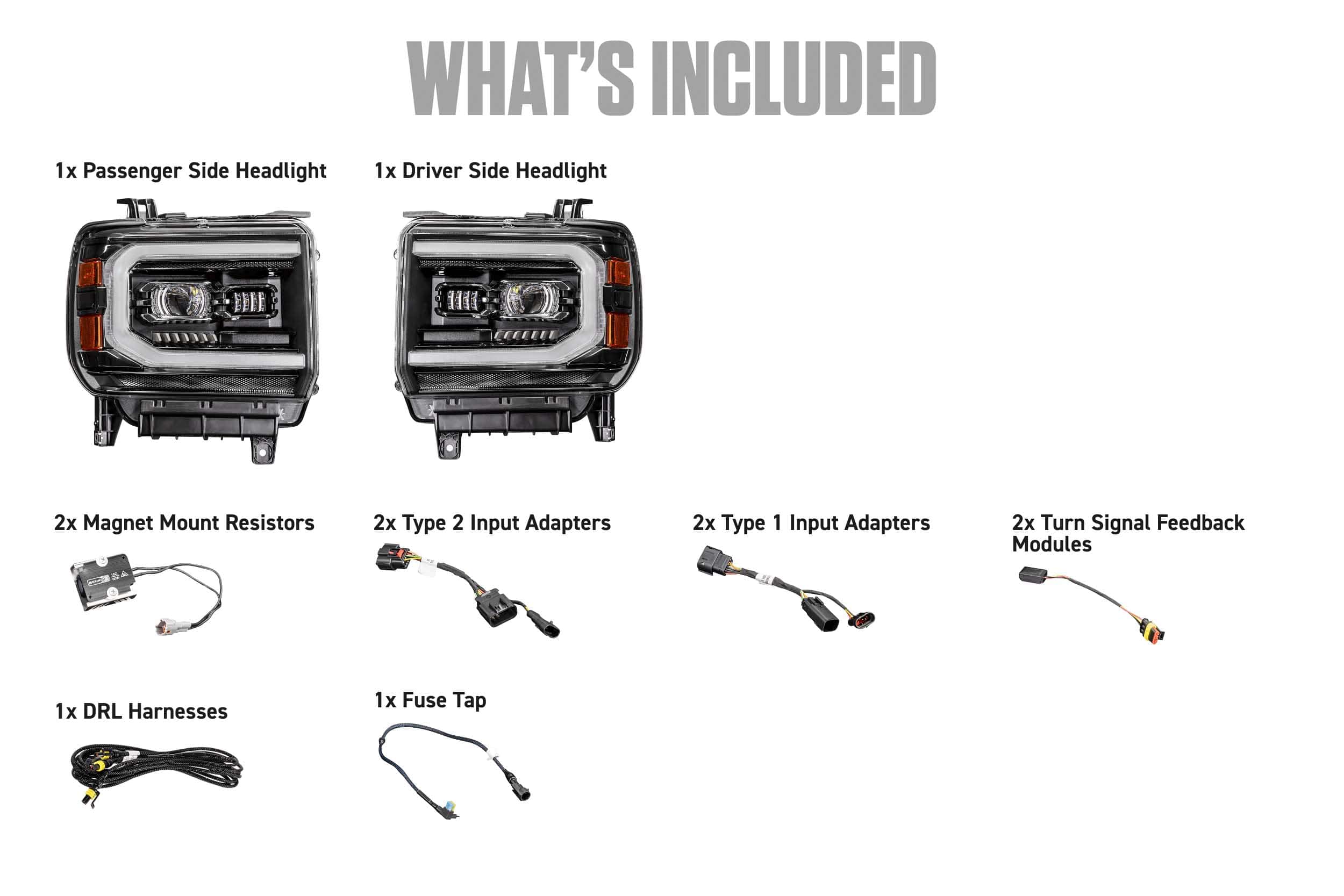 Gmc Sierra Morimoto Xb Evo Hybrid Led Headlights – 2014–2018 1500 / 2015–2019 Hd (Pair) 14 LF2-544Y manufacturer package contents