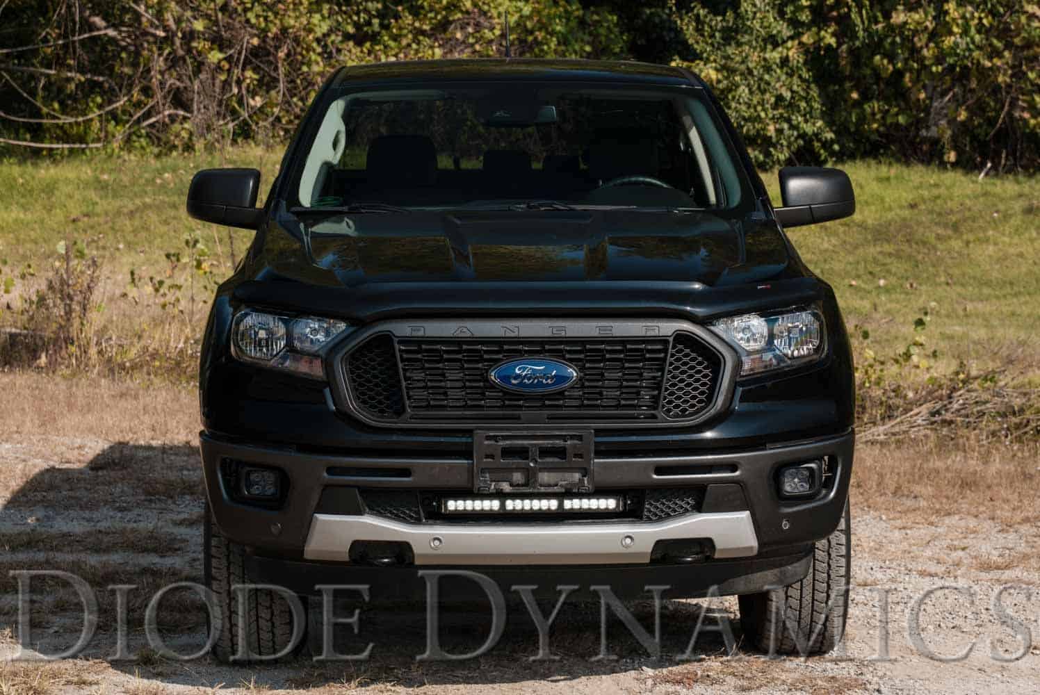 Diode Dynamics Ss18 Led Lightbar Kit For 2019-2021 Ford Ranger White Combo 3 Manufacturer Ranger photograph with the SS18 bar illuminated. This kit does not fit vehicles retaining adaptive cruise control.