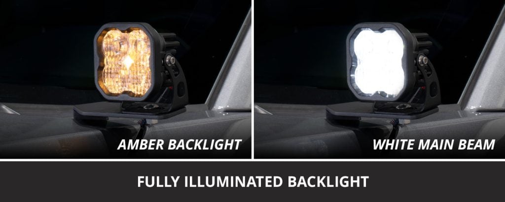 Diode Dynamics Stage Series Ditch Light Kit For 2017-2022 Ford Super Duty Ss3 67 SS3 amber backlight versus white main beam on the Super Duty.