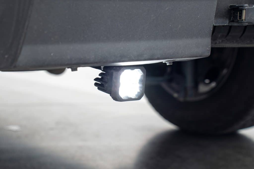 Diode Dynamics Stage Series Reverse Light Kit For 2022–2024 Ford Maverick C1 47 C1 Sport white reverse lamp mounted beneath the Maverick bumper.
