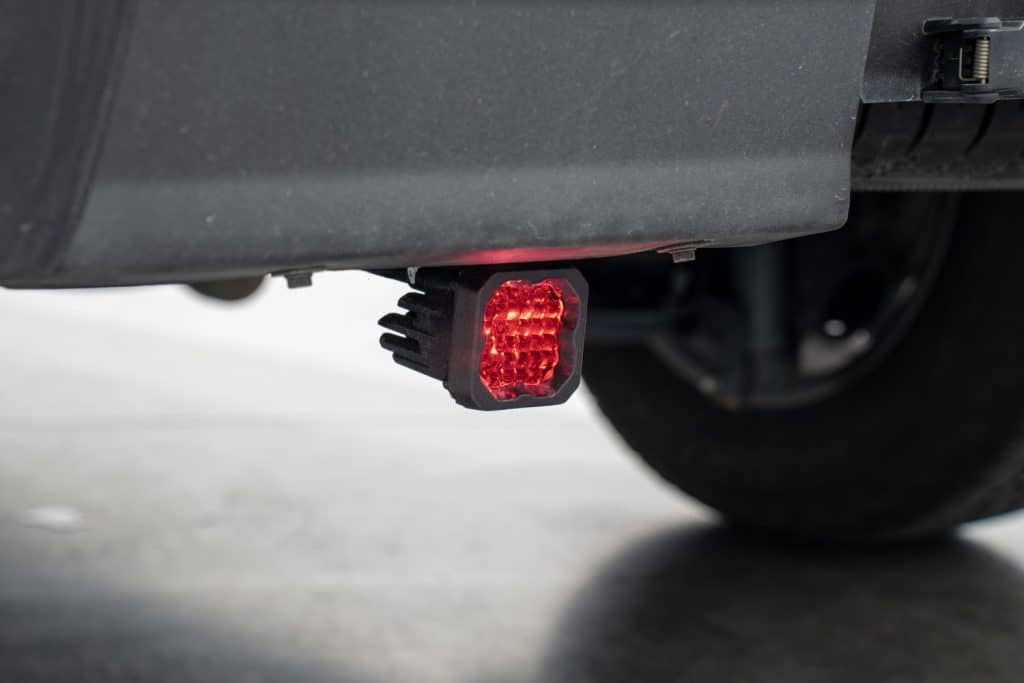 Diode Dynamics Stage Series Reverse Light Kit For 2022–2024 Ford Maverick C1 53 C1 Sport red running-light backlight beneath the Maverick bumper.