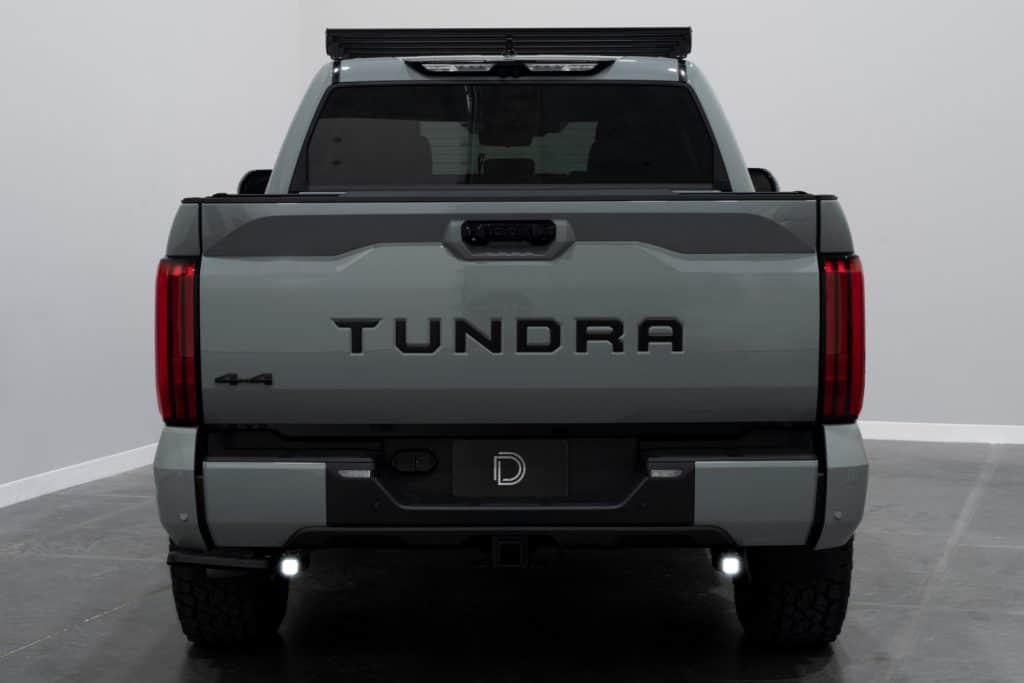 Diode Dynamics Stage Series Reverse Light Kit For 2022–2026 Toyota Tundra C1 34 Manufacturer Tundra installation with two C1 reverse pods. This is not a measured beam-output comparison.